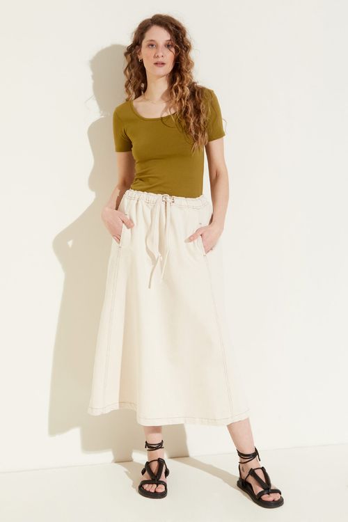 Falda Tai Denim Ecru