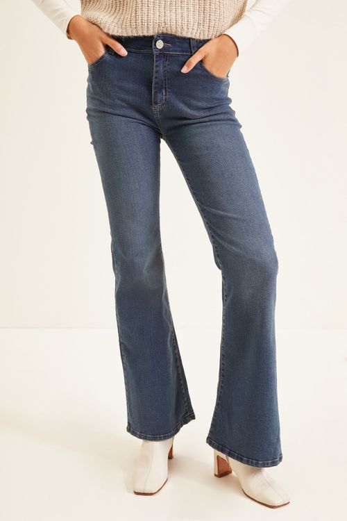 Flare Mid Rise Cross Blue