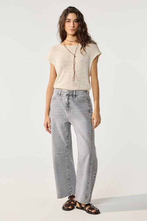 Baggy Mura Crop Light Grey