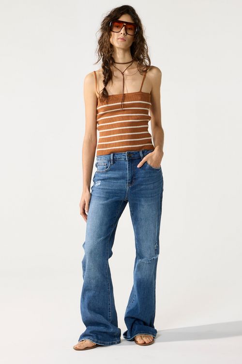 Flare Mid Rise Dark Blue