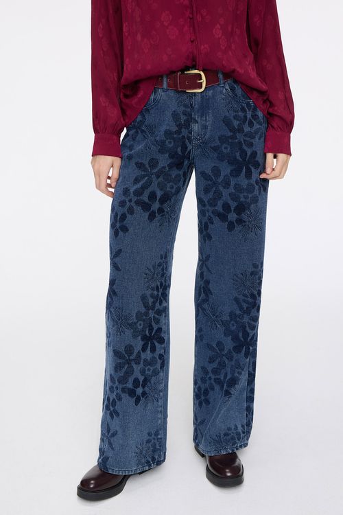 Wide Jacquard Denim Blue